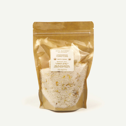 Bag of bath soap with a visible label on a white background