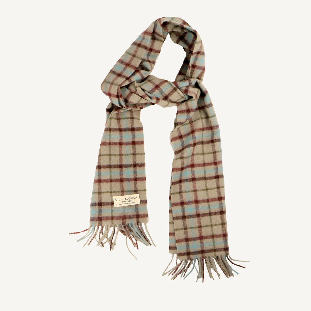 Cement Check Cashmere Scarf