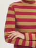 Melange Striped High Neck Tee Shirt - Intense Red