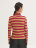 Melange Striped High Neck Tee Shirt - Intense Red
