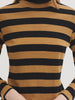 Melange Striped High Neck Tee Shirt - Black