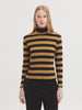 Melange Striped High Neck Tee Shirt - Black