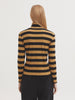 Melange Striped High Neck Tee Shirt - Black