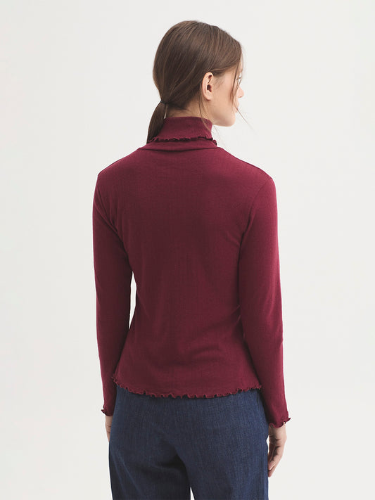 Pointelle Turtle Neck - Burgundy