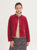 Mandarin Collar Corduroy Jacket - Intense Red
