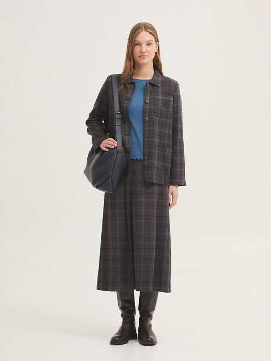 Checked Fluid Jacket - Dark Grey Melange