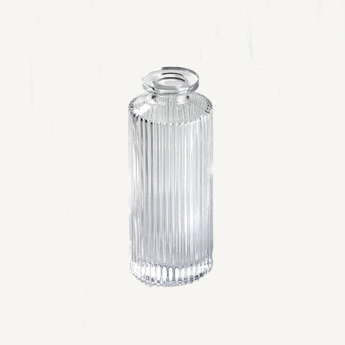 Clear Pleated Glass Bottle Bud Vase