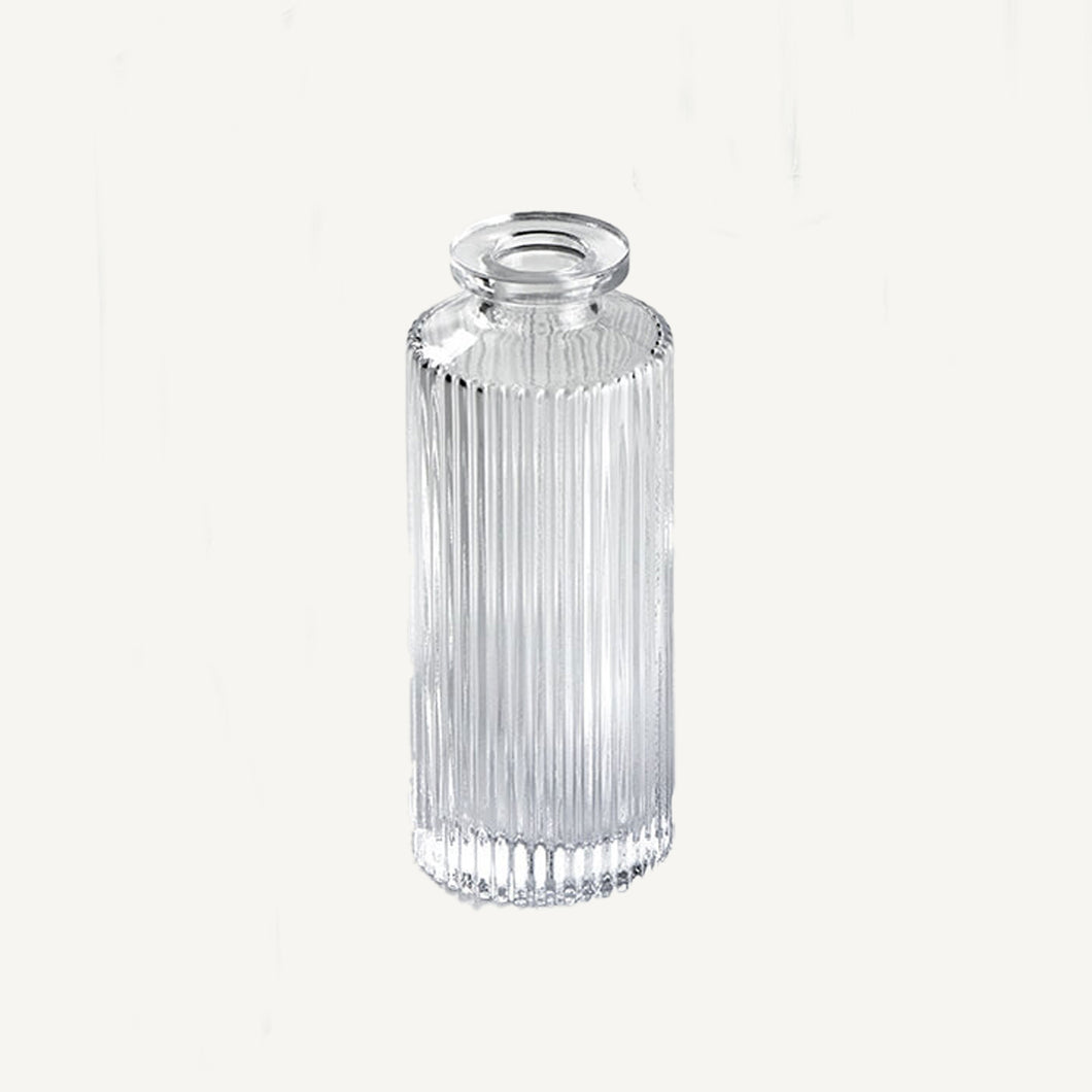 Clear Pleated Glass Bottle Bud Vase