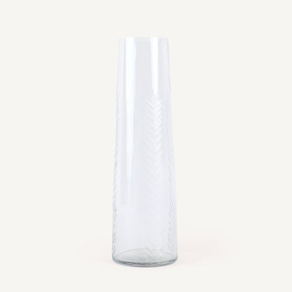Clear glass vase on a white background