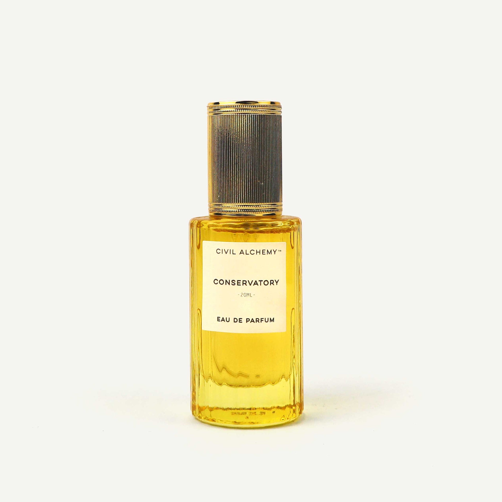 Perfume bottle labeled 'Conservatory' by Civil Alchemy on a white background