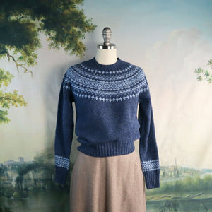 Denim Fairisle Crew Neck Sweater