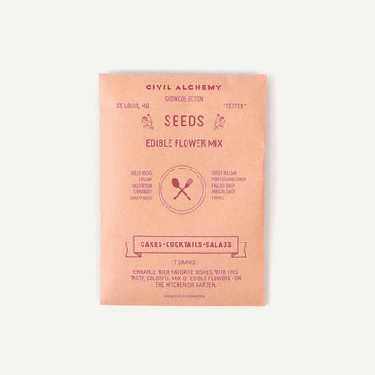 Civil Alchemy's Edible Seed Mix packet on a white background.