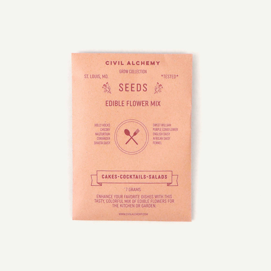 Civil Alchemy's Edible Seed Mix packet on a white background.