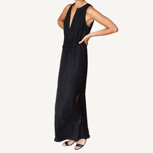 Grecian Keyhole Dress - Black