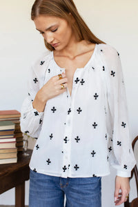 Frances Blouse - Embroidered Clover