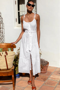 India Button Front Sundress - Bright White