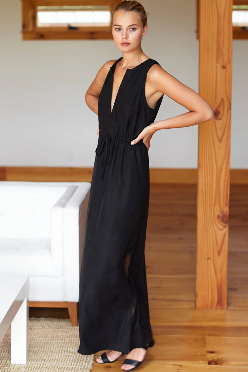 Grecian Keyhole Dress - Black