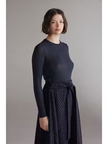 Wool Blend Knit Top - Denim