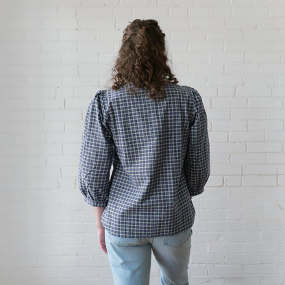 CA Everyday Blouse - Navy Plaid
