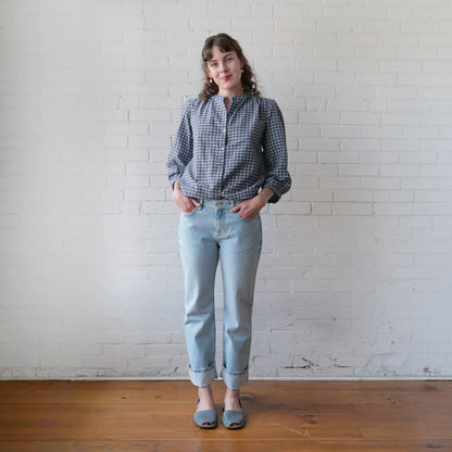 CA Everyday Blouse - Navy Plaid