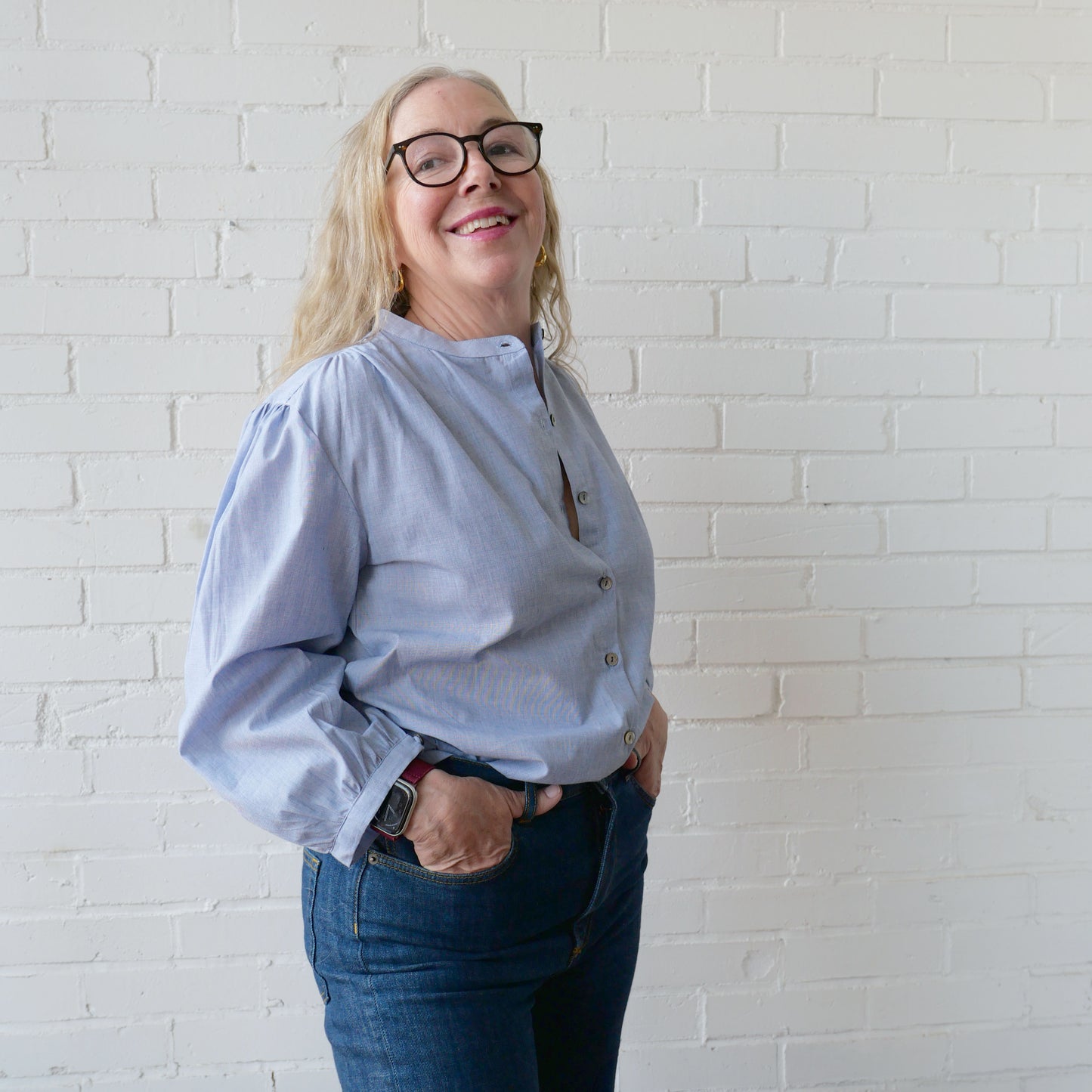 CA Everyday Blouse - Navy Weave