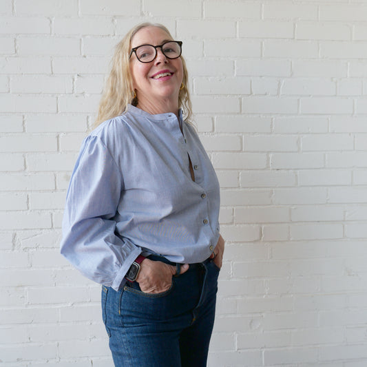 CA Everyday Blouse - Navy Weave
