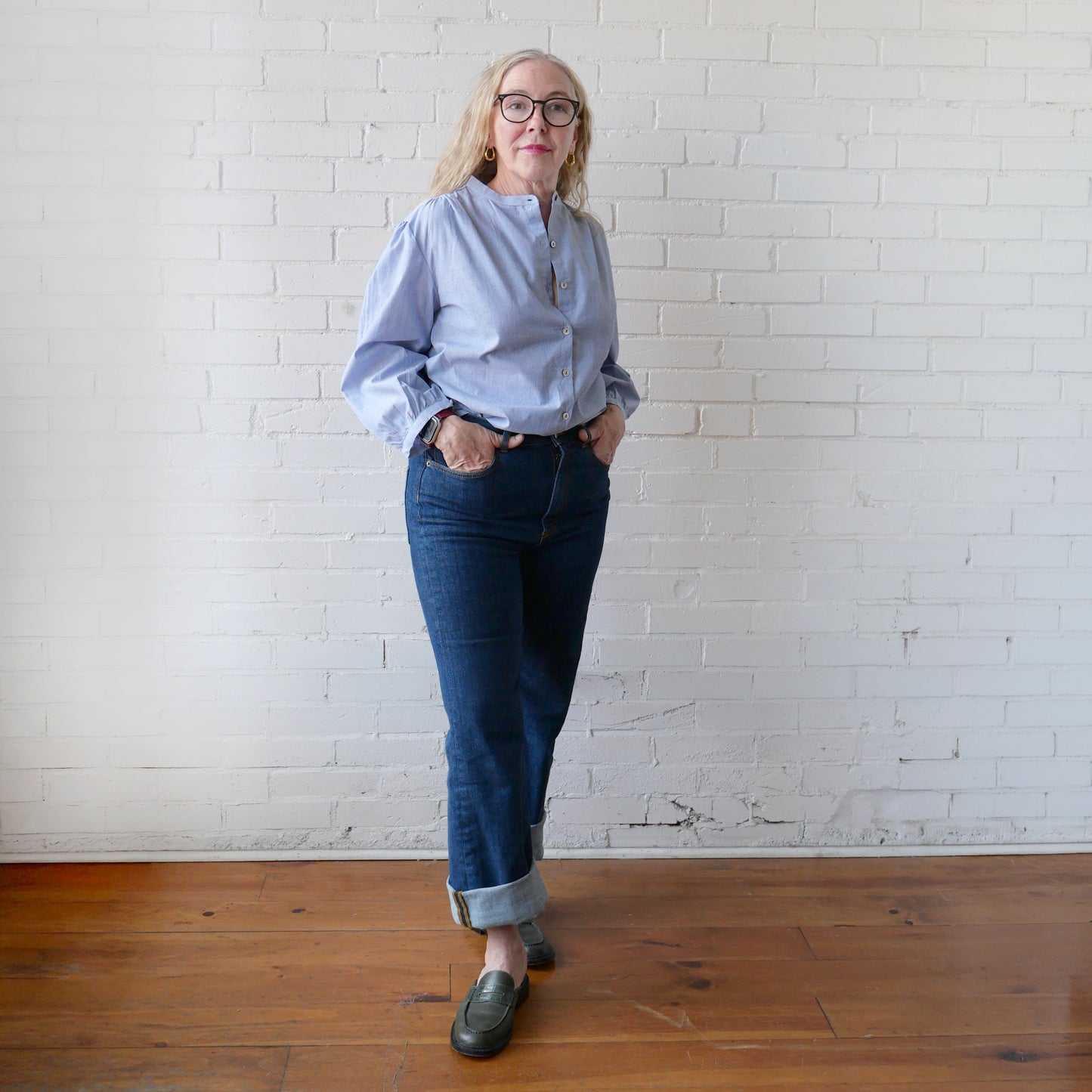CA Everyday Blouse - Navy Weave