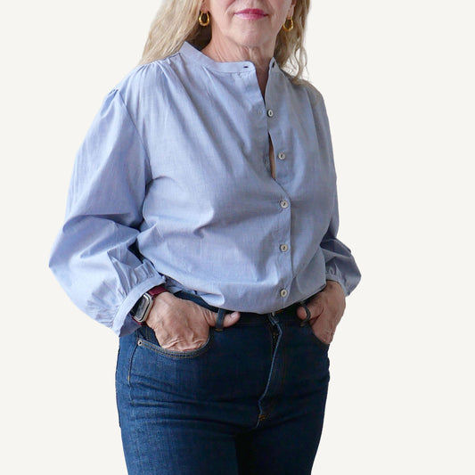 CA Everyday Blouse - Navy Weave