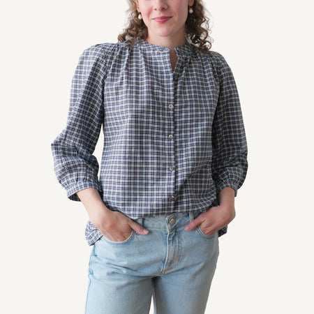 CA Everyday Blouse - Navy Plaid
