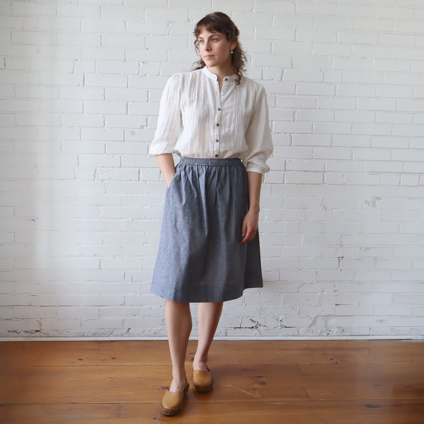 CA Everyday Skirt - Navy Weave