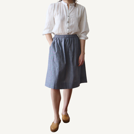 CA Everyday Skirt - Navy Weave