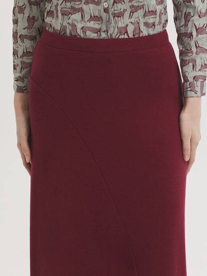 Long Ribbed Skirt - Burgundy