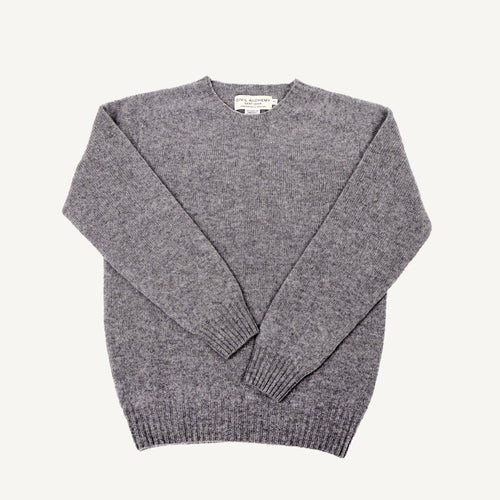 Flannel Grey Crew Neck Sweater 100% Fine Lambswool