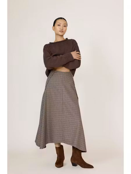 Flowy Midi Skirt - Wool Plaid