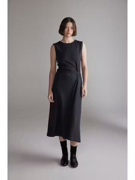 Twist Waist Wool Dress - Charcoal