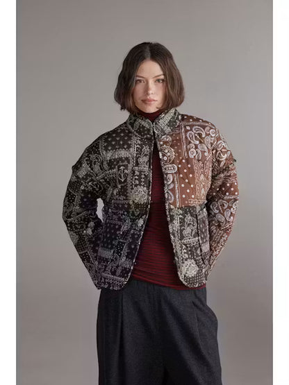 Patched Quilt Jacket - Brown/Black