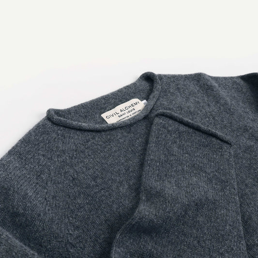 Lambswool Roll Edge Sweater - Derby Gray
