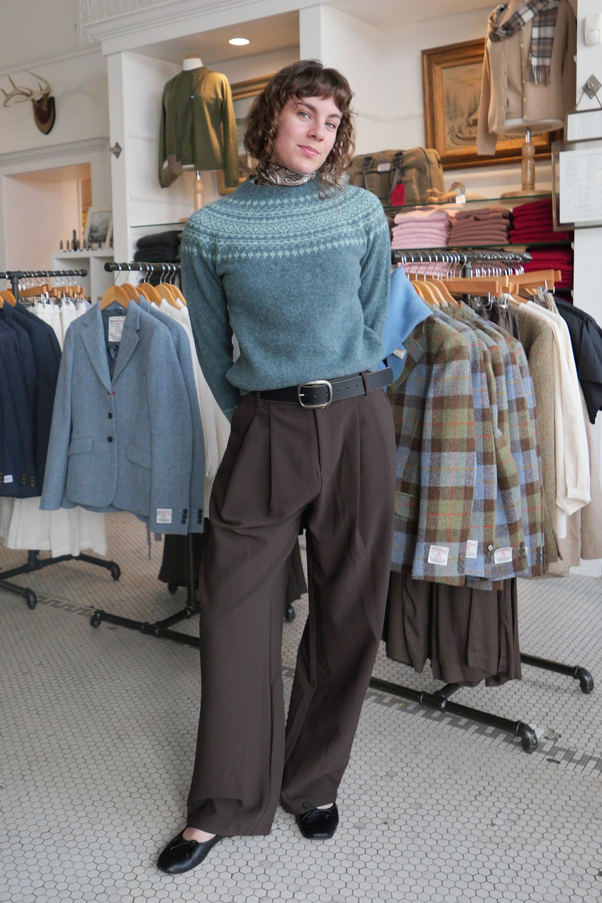 Shetland Crewneck - Verdigris/Opal