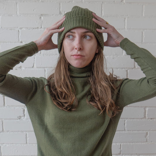 CA Cashmere Beanie - Bay Leaf