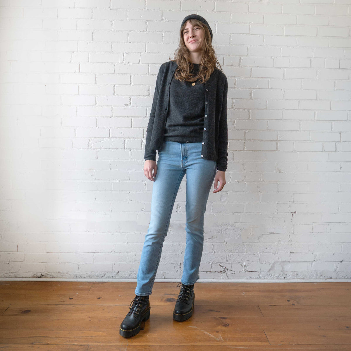 CA Cashmere Cardigan - Charcoal