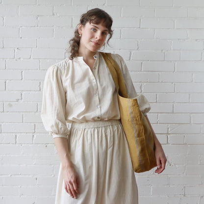 Linen Big Bag - Amber Bronze Stripe