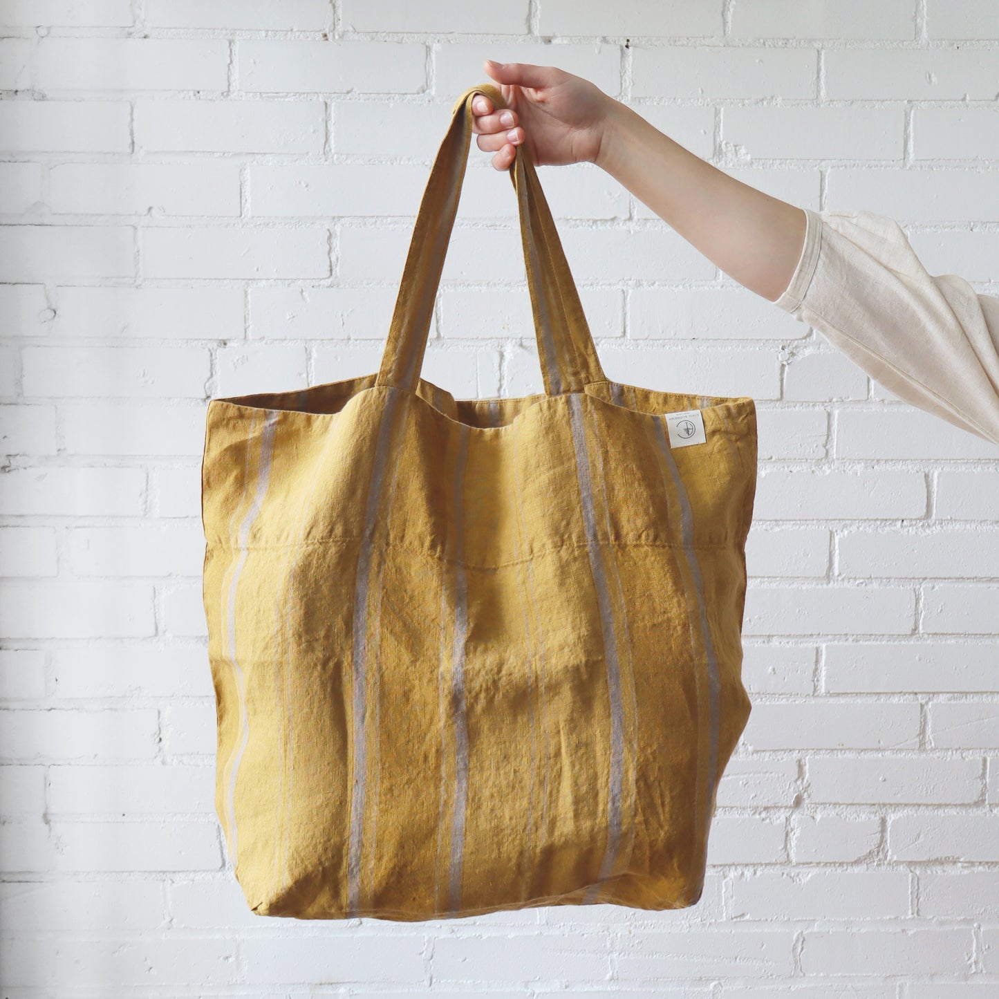 Linen Big Bag - Amber Bronze Stripe