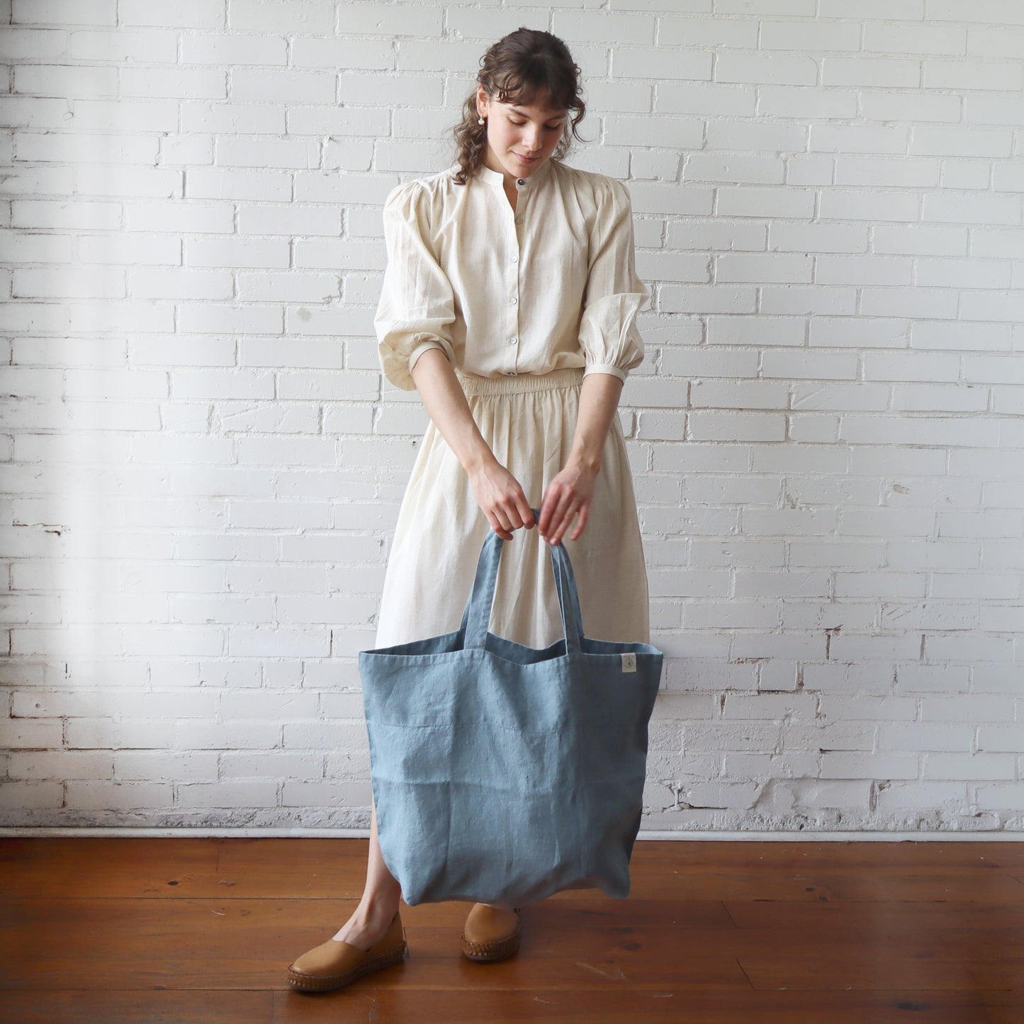 Linen Big Bag - Blue Fog