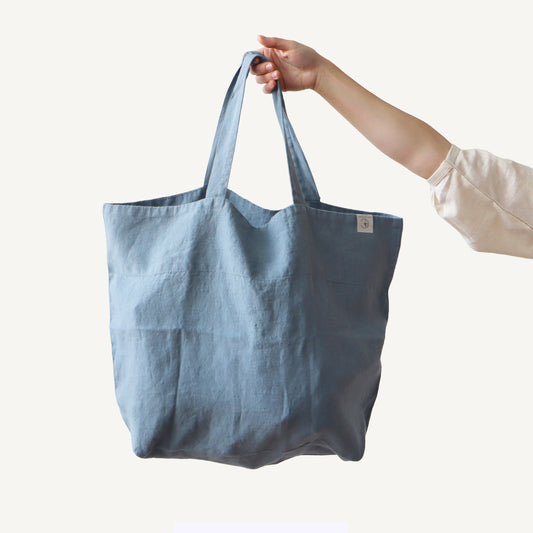Linen Big Bag - Blue Fog