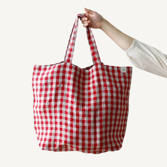 Linen Big Bag - Red Gingham