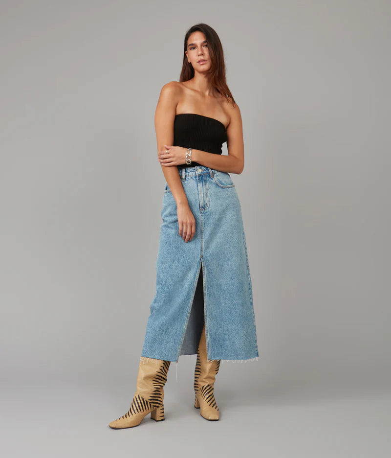 Halston Denim Skirt - Raw