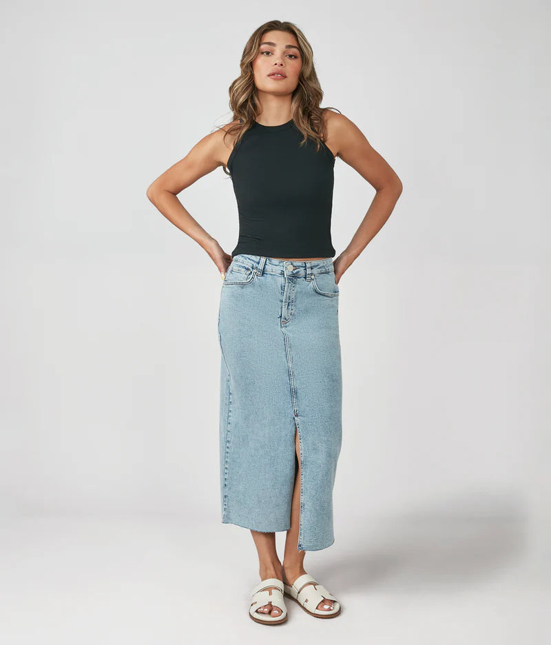 Halston Denim Skirt - Raw