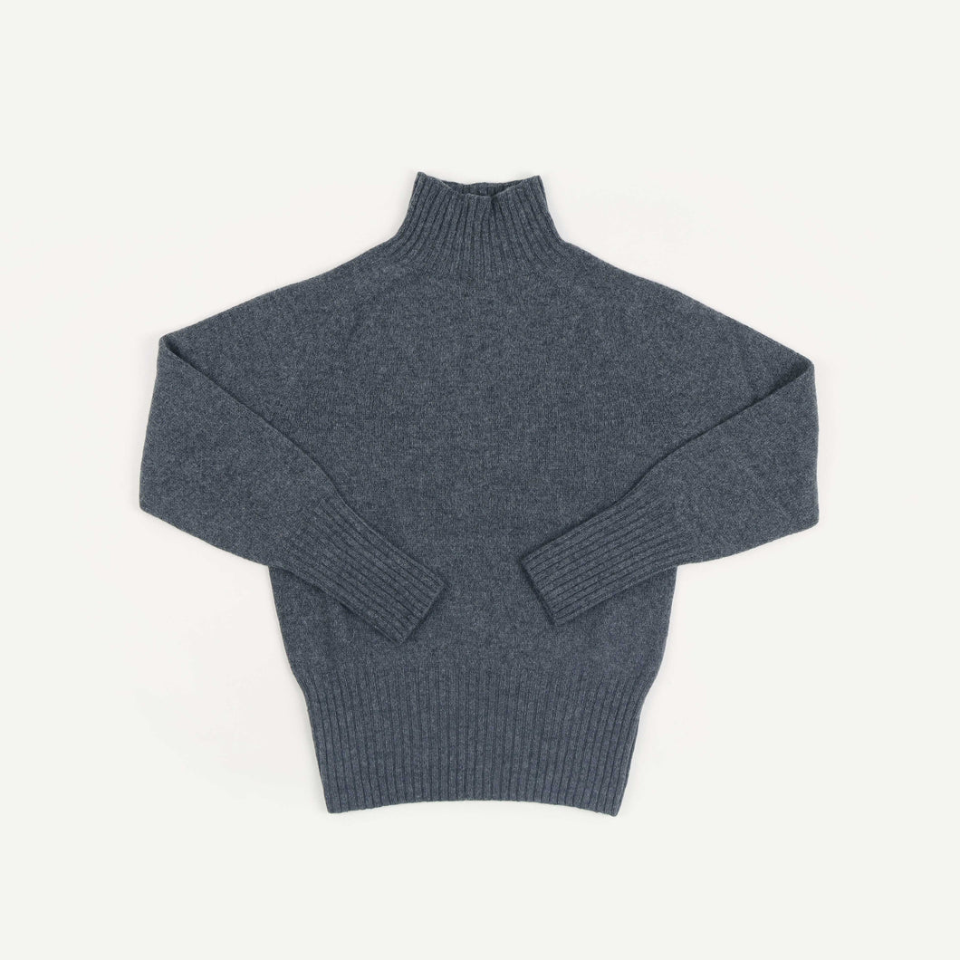 Gray turtleneck sweater on a white background