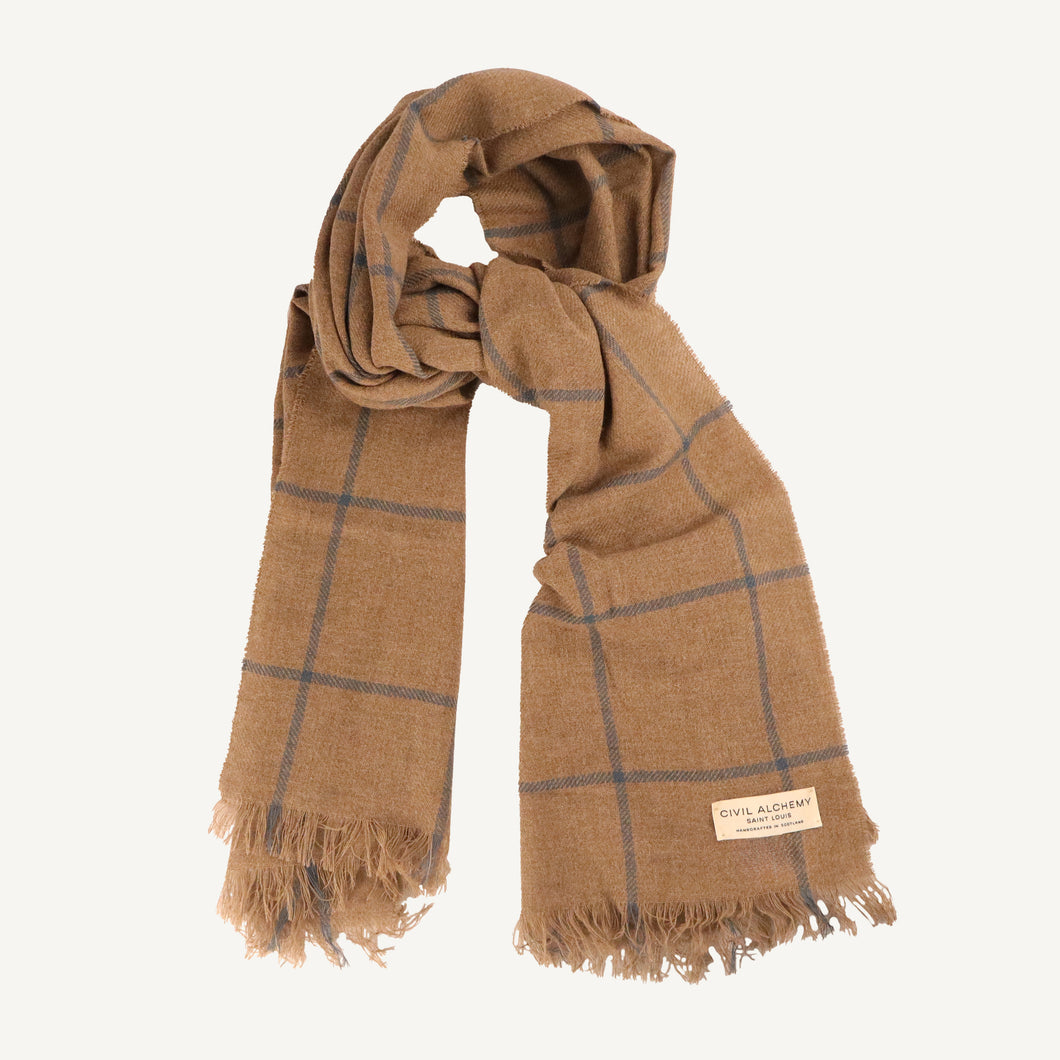 Natural Blue Stewart Cashmere Scarf