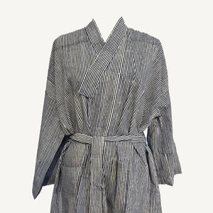 Robe Short Striped Blue and Natural